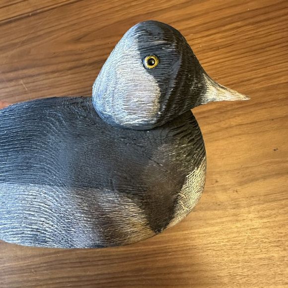 VINTAGE SIGNED The Duck Shop Macomb IL WOOD DUCK DECOY GLASS EYES Bufflehead - Picture 5 of 10